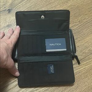 Nautical womens black wallet multiple credit card slots